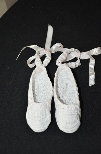 Stivaletti scarpe uncinetto suola morbida neonato bambino ballerina cinturino alla caviglia 4" VINTAGE - Foto 4 di 11
