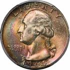 1964 D Washington Quarter PCGS MS67+ RAINBOW Gold Shield Secured Holder