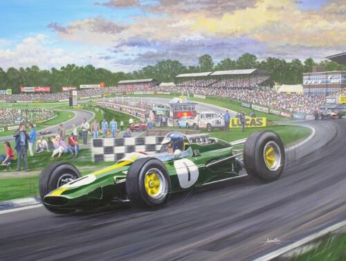 Jim Clark, Lotus 33 Climax, Paddock Courbé, Brands Hatch, British Grand Prix - Afbeelding 1 van 1