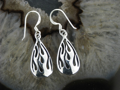 FLAMMEN Flame Silber 925 Ohrhänger Creolen Ohrringe Silberschmuck be on fire Ohr