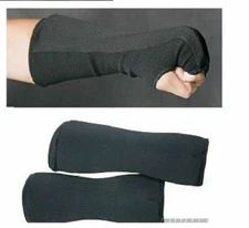 Fist Forearm Cloth Pads Pair Sparring Gear Guards Black White Karate Taekwondo