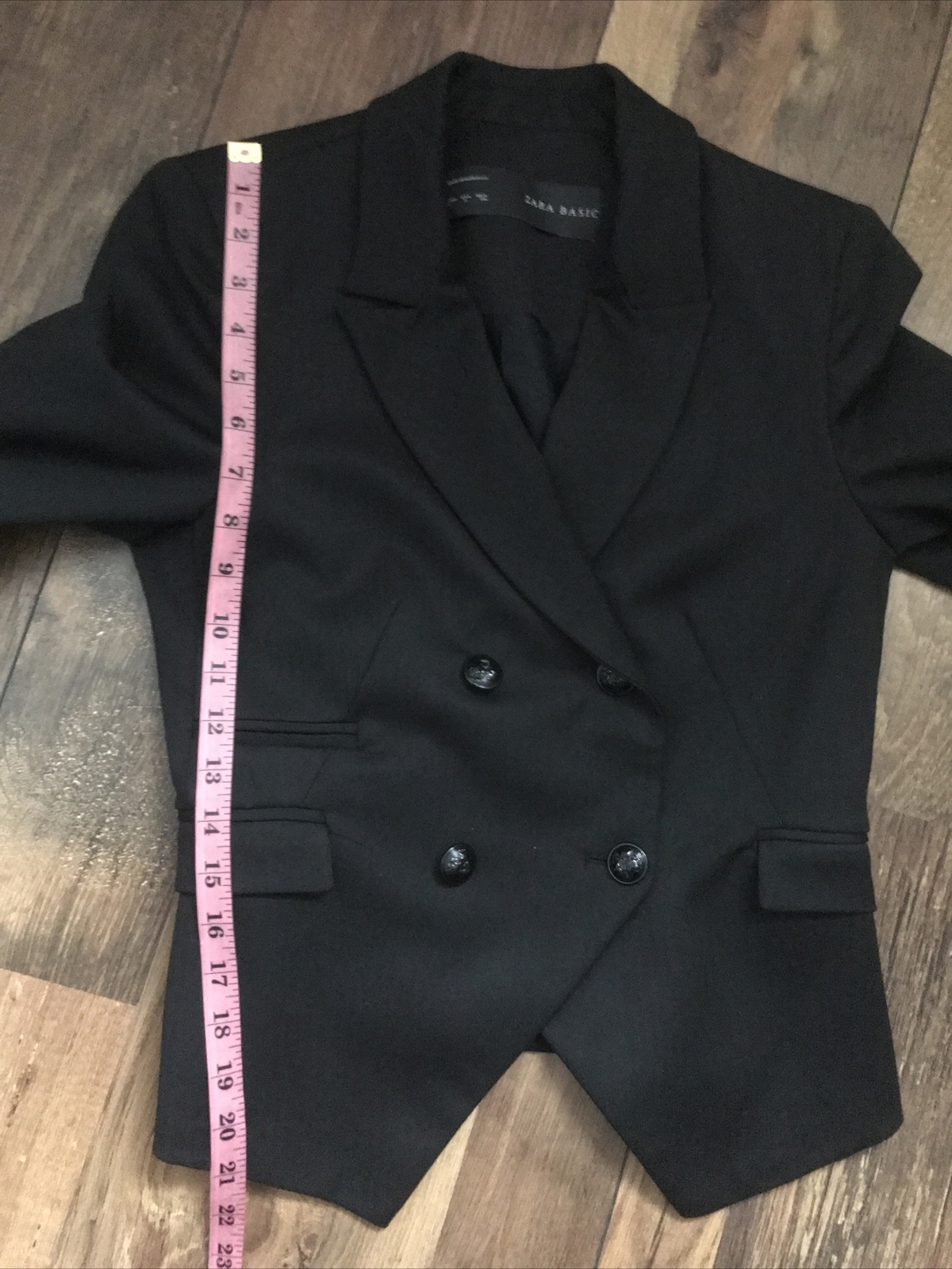ZARA BASIC Black Double Breasted Short Blazer/Tux… - image 11