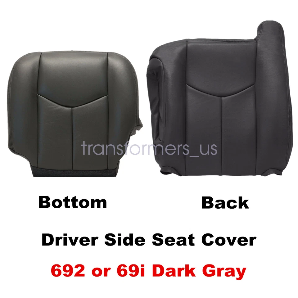 Cubierta de asiento de cuero gris oscuro para Chevy Silverado GMC Sierra 2003 2004 2005 2006 Foto 2 de 4