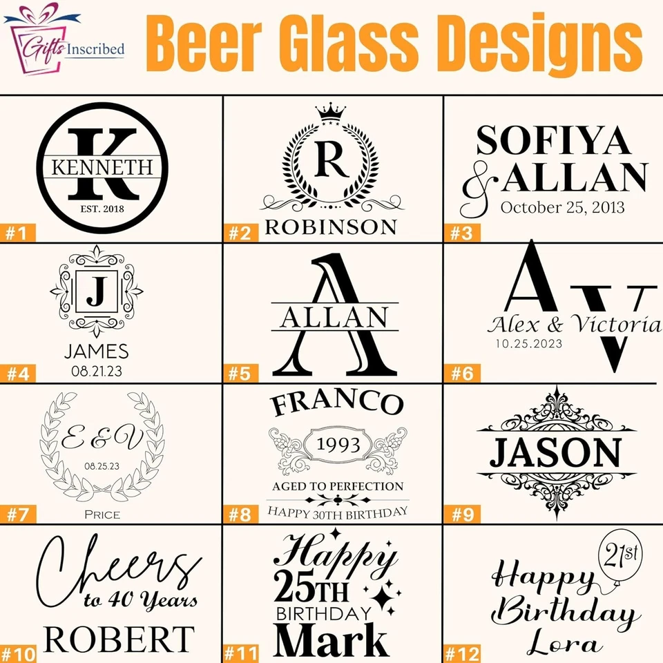 Taza de vidrio de cerveza Pilsner personalizada - vaso de pinta de 16 oz - vaso de cerveza grabado Foto 3 de 4