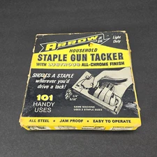 Vintage arrow jt-21 Staple Gun Tacker Lustrous Crome Steel Light Duty Box