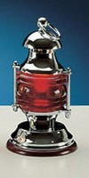 Edle Tischleuchte Aus Messing In Chrom Rot H:27,5Cm Schiffs Lampe Antik Aquaria