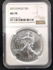 2013 $1 American Silver Eagle Coin .999 Fine NGC MS 70  8098