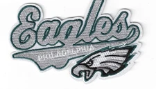 Philadelphia Eagles Script Team Logo NFL Embroidered 4in Iron / Sew-On Patch