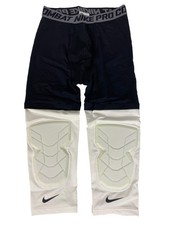 Nike Pro Black and White Compression Tights Leggings Knee Pads Men  s L-Tall NEW