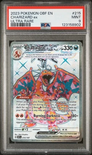 2023 POKEMON OBF EN-OBSIDIAN FLAMES ULTRA RARE #215 CHARIZARD EX PSA 9