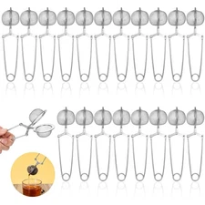 20 PCS Snap Ball Tea Strainer Stainless Steel Fine Mesh Infuser Handle Silver