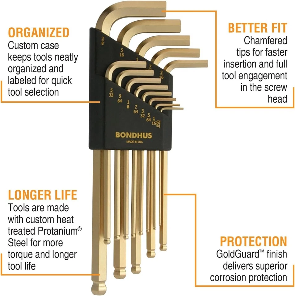 Inch/Metric Ball End L-Wrench Double Pack - GoldGuard Plated - Image 4 of 4