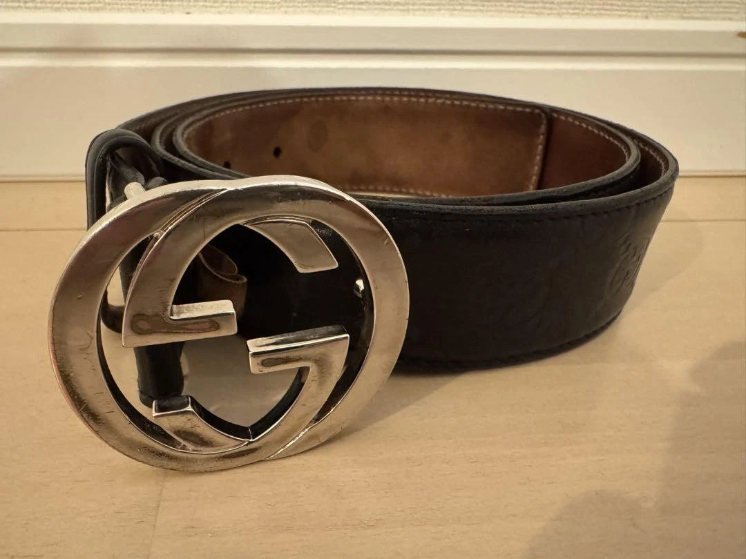 Ceinture logo GUCCI G 85/34 ceinture imbriquée cuir boucle G 