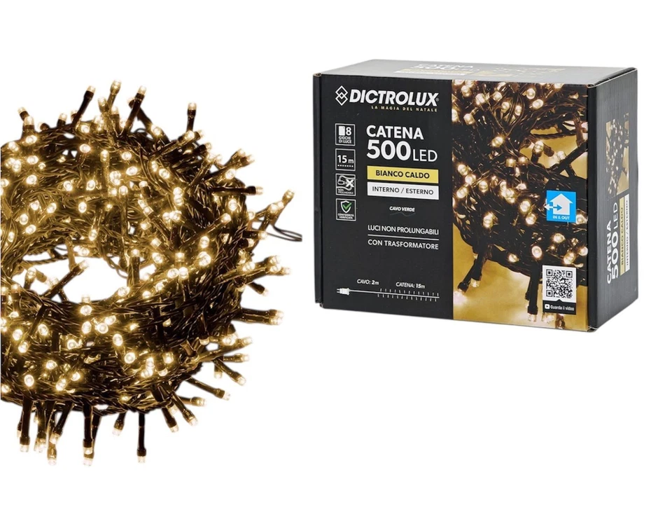 DICTROLUX Luces De Navidad LED Blanco Cálido 1000 LED 20 Metros Exterior 8 Modos - Imagen 1 de 4