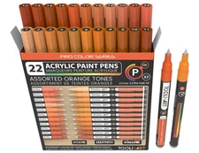 Acrylic Paint Pens 22 Orange Tones Assorted Pro Color Series Markers Set 0.7m...