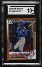 2021 Bowman Draft Chrome Gold Refractor 45/50 Reginald Preciado SGC 10 GEM gp1