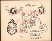 original vintage 1976 phoenix co. biker 1 er harley HD production tattoo flash