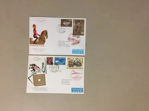 Two Japan Airlines First Flight Covers to Canada and US