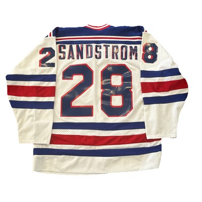 New York Rangers Tomas Sandstrom Jersey Large Mens Vintage Venus White