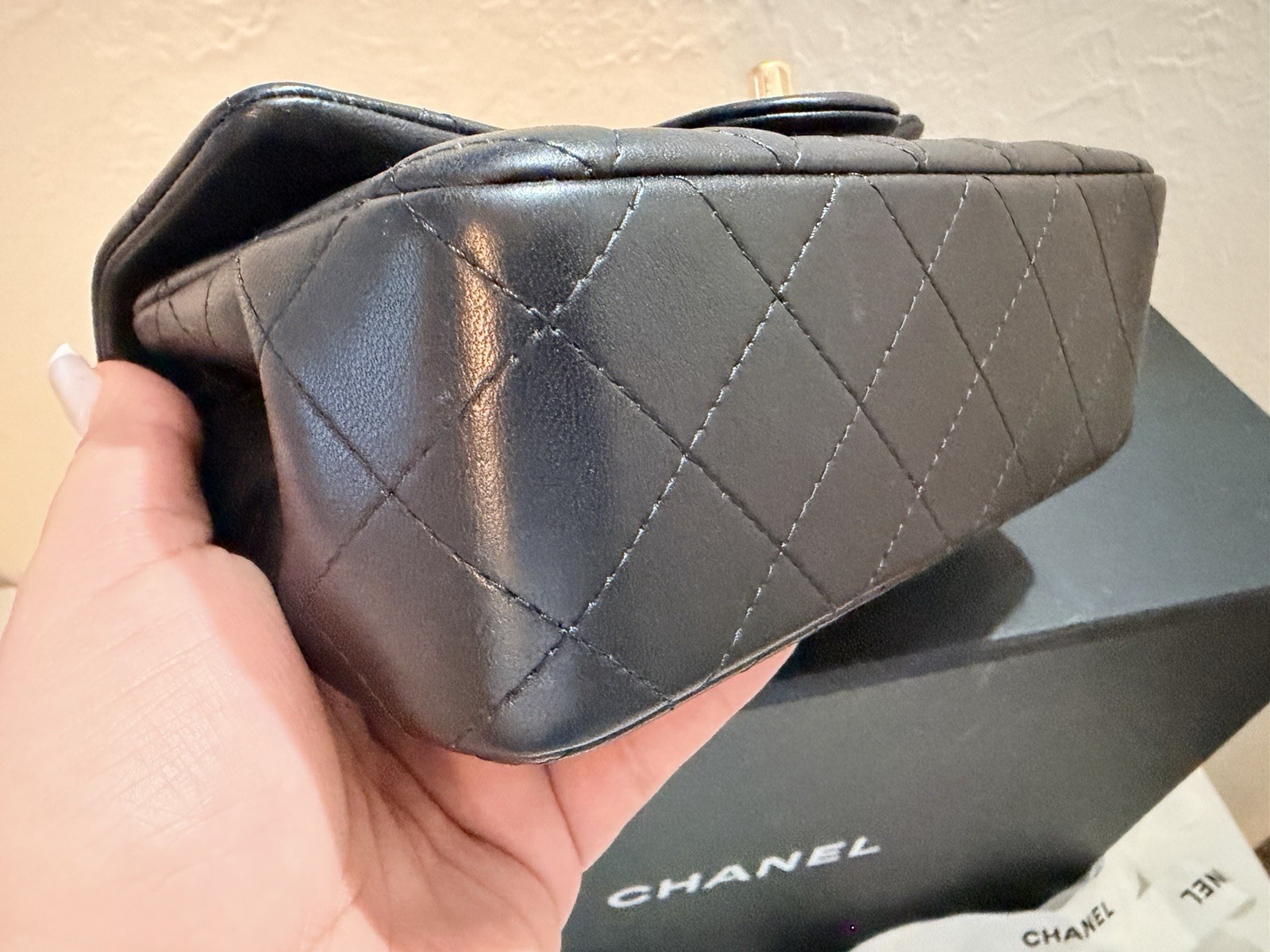 CHANEL Mini Rectangular Classic Flap Bag Black La… - image 11