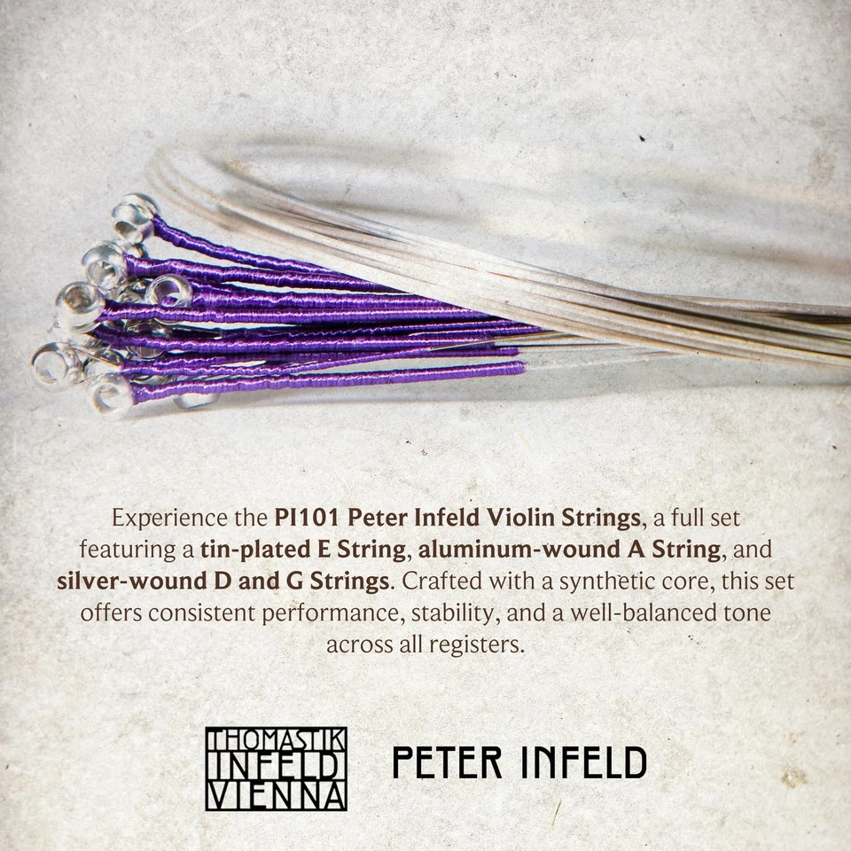 THOMASTIK Peter Infeld Pi Corde di Violino Set PI101 Sintetico Argento 4-strings - Immagine 3 di 4