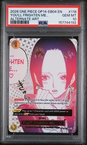 You'll Frighten Me Alt Art OP14-118 PSA 10 – One Piece Azure Sea's Seven