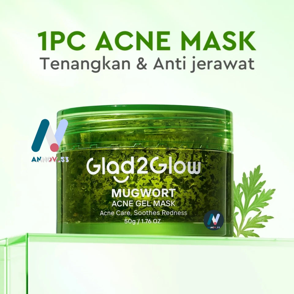 Máscara de gel para acné GLAD2GLOW Mugwort calma enrojecimiento sebo piel grasa hidratación antienvejecimiento Foto 3 de 4