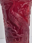 Vintage Fenton Mandarin Red Peacock Vase 1930s Excellent