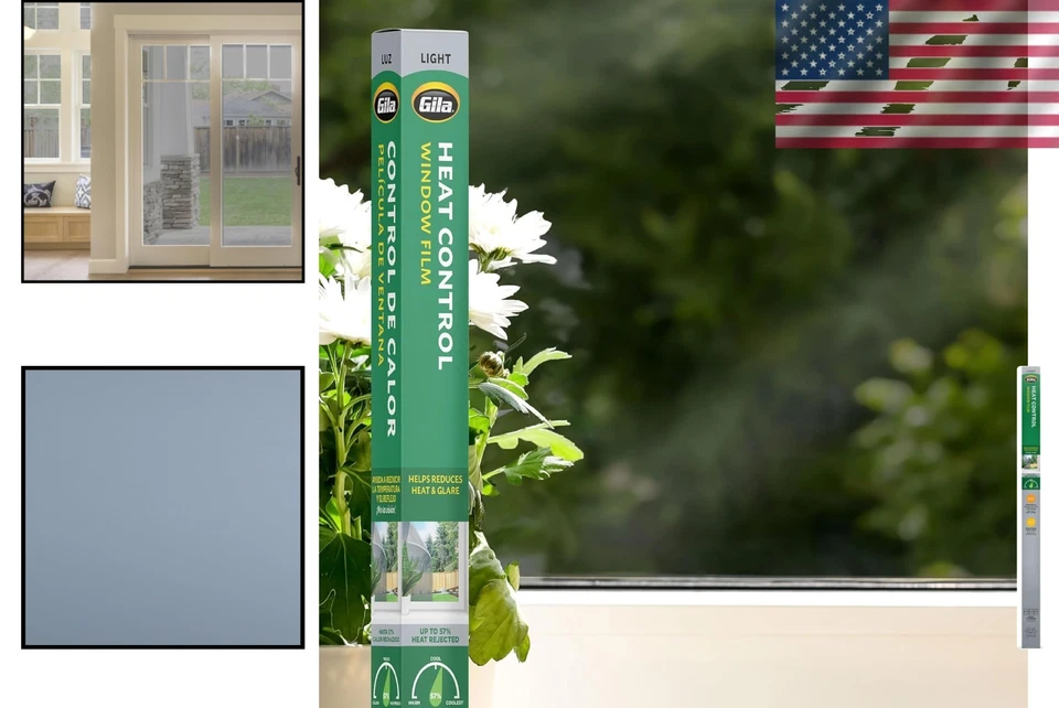 Película adhesiva gris claro para ventana - Control de calor - 3 pies x 15 pies Foto 2 de 4