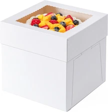 5 Pack Cake Boxes 12 Inch, 12X12X8 Inches Tall Cake Large Box, Disposable Cakes