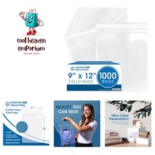 9" X 12" 1000 Count Crystal Clear Resealable Cello Poly Bags for Packaging, C...