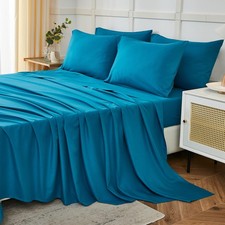 6 PCS King Sheet Set Teal Hotel Luxury Super Soft 1800 Microfiber 14 Inch Deep