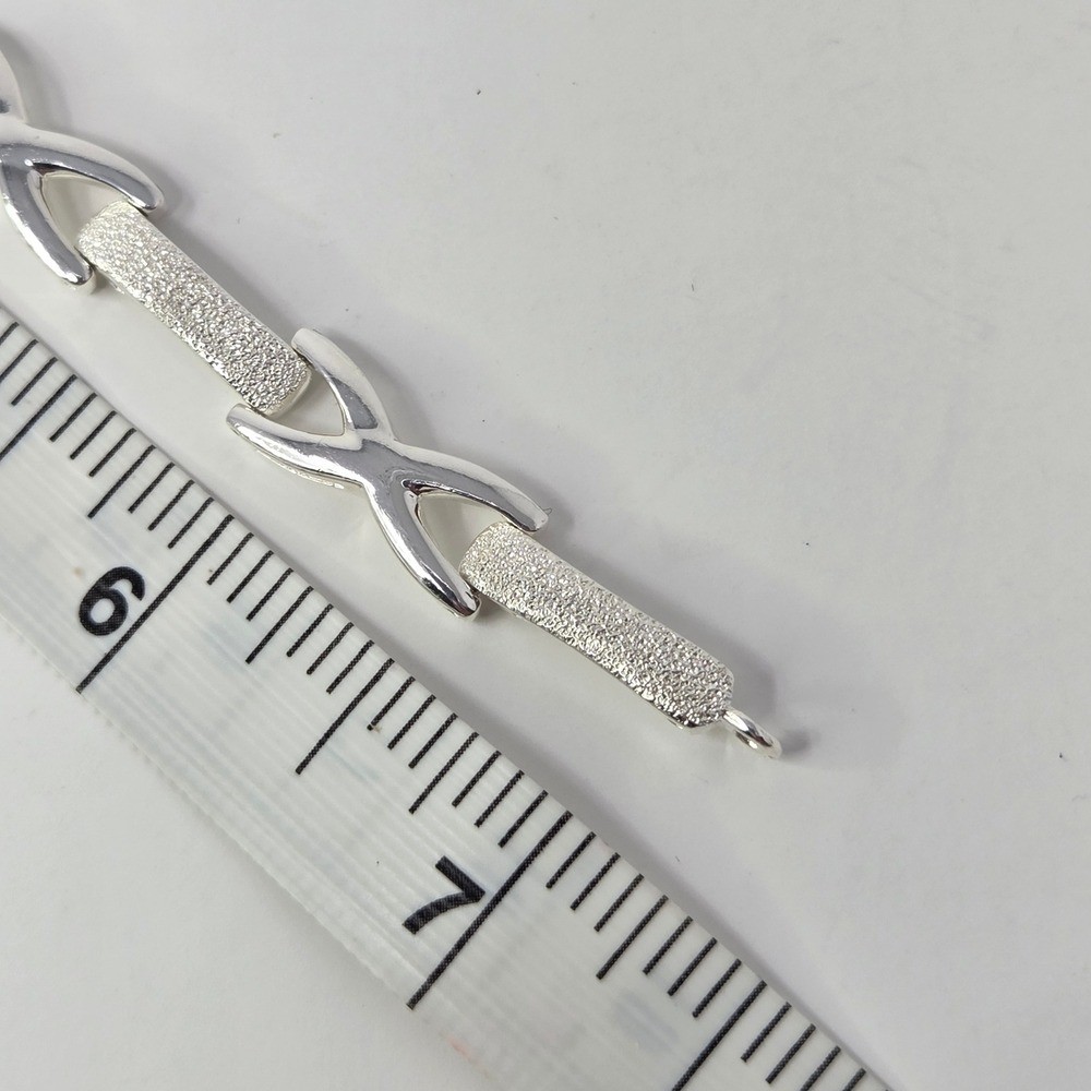 Sterling Silver Bracelet Interlocking X Link Chai… - image 6