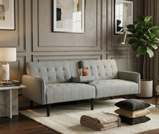 Large 3 Seater Sofa Chesterfield Button Sofa bed Couch Linen Fabric Settee