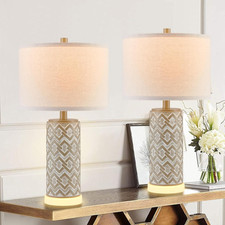 Rustic 22'' Farmhouse Table Lamps Set of 2 with Night Light  Bulbs Included