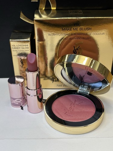 NIB YSL #44 NUDE LAVALLIERE Make Me Blush Powder Blush + Mini lipstick 44B - Picture 2 of 14