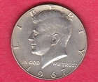 1967 Kennedy Half Dollar Coin - 40% Silver - Very Good Condition