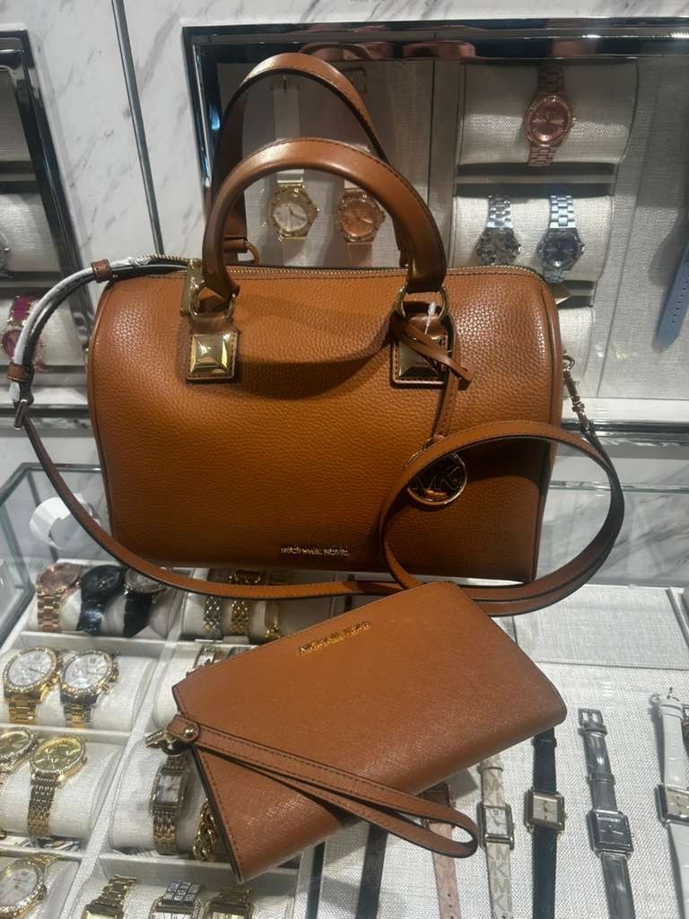 ガロン Michael Kors Grayson Medium Leather Duffel Satchel Bag+Double Zip