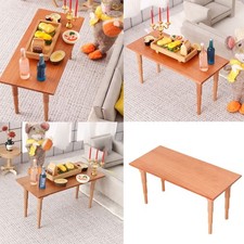 Natural Miniature Dining Table Model Figure For 1/12 Doll House Scene