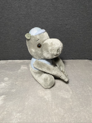 Vintage Dakin Gray Hippo Plush 1980 Nature Babies Hugging Hook & Loop Hand 9 