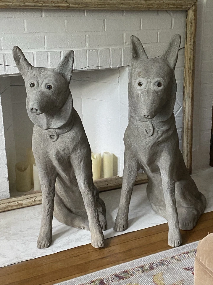 Pareja única de perros de arte popular vintage. Columbus Ohio 1930 Foto 2 de 4