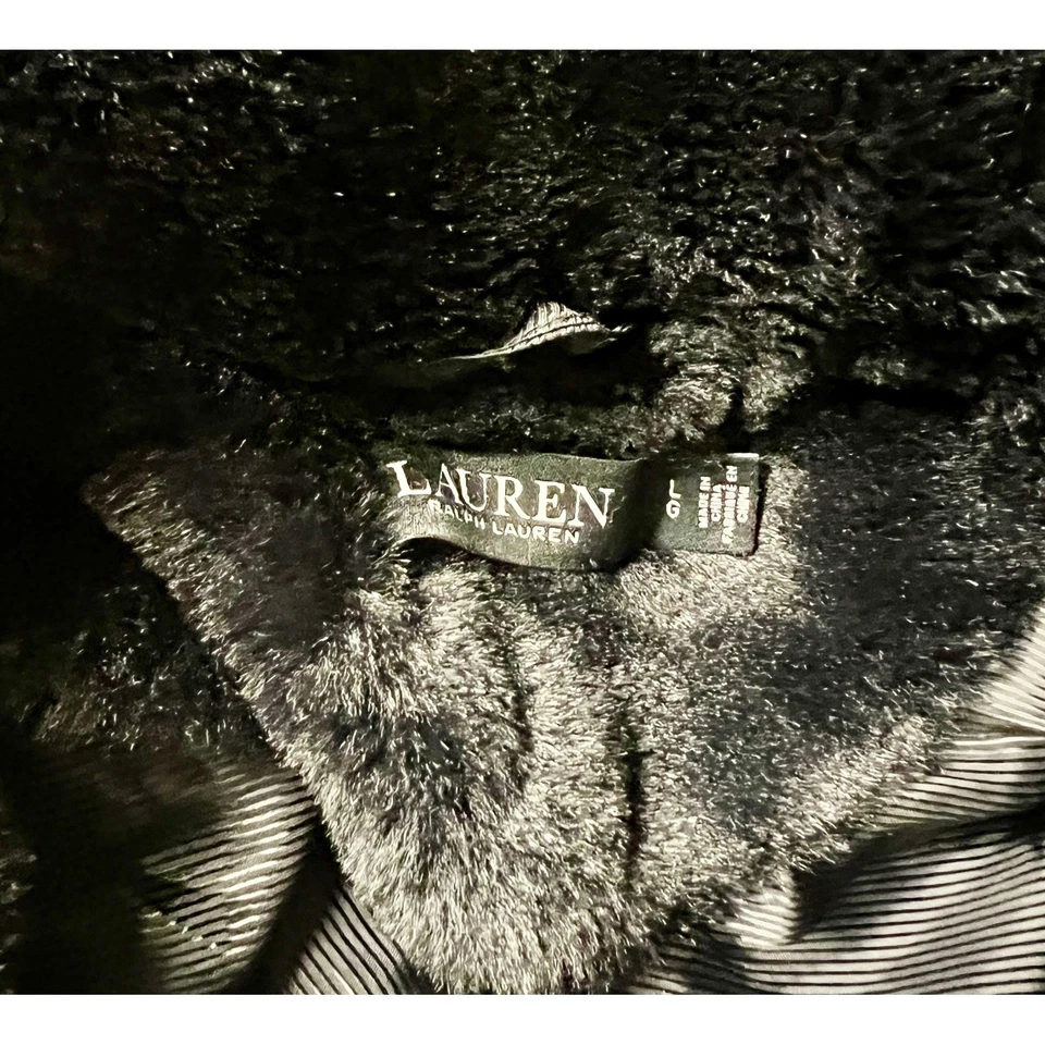 Chaqueta de moto Lauren Ralph Lauren para mujer negra de piel sintética talla L Foto 3 de 4