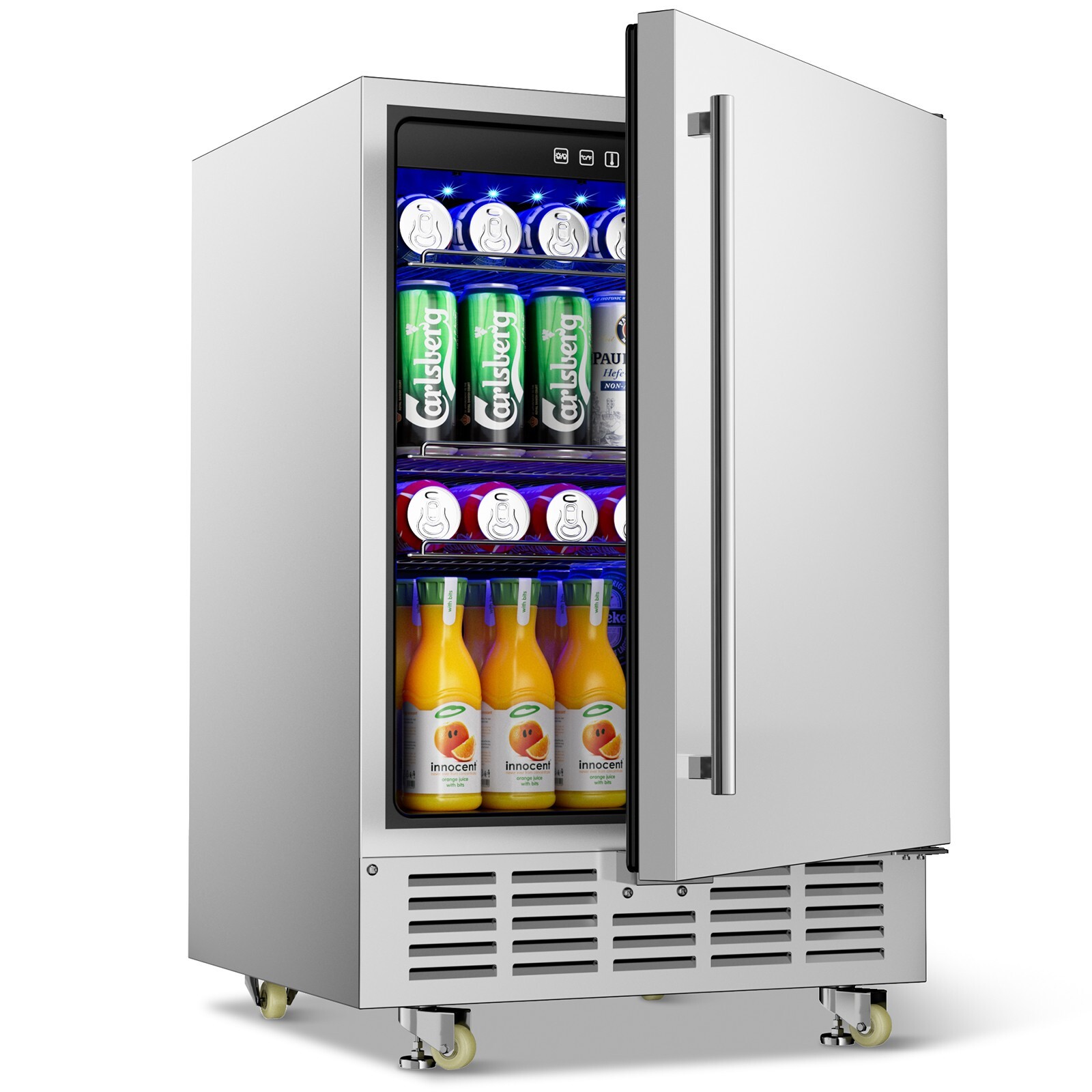 Outdoor Beverage Refrigerator,24 Inch Stainless Refrigerators with Wheels
