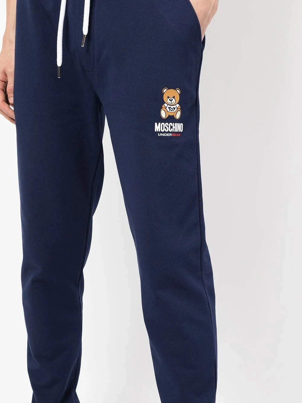 Moschino Teddy Logo Navy Joggers in size M RRP £190