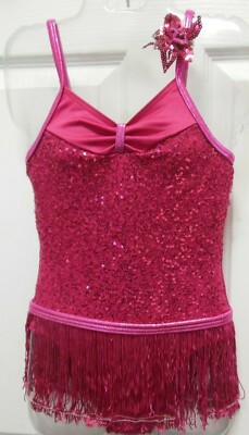 Raspberry Jazz Costume 6x-7 Dance Sequin front flower solo 