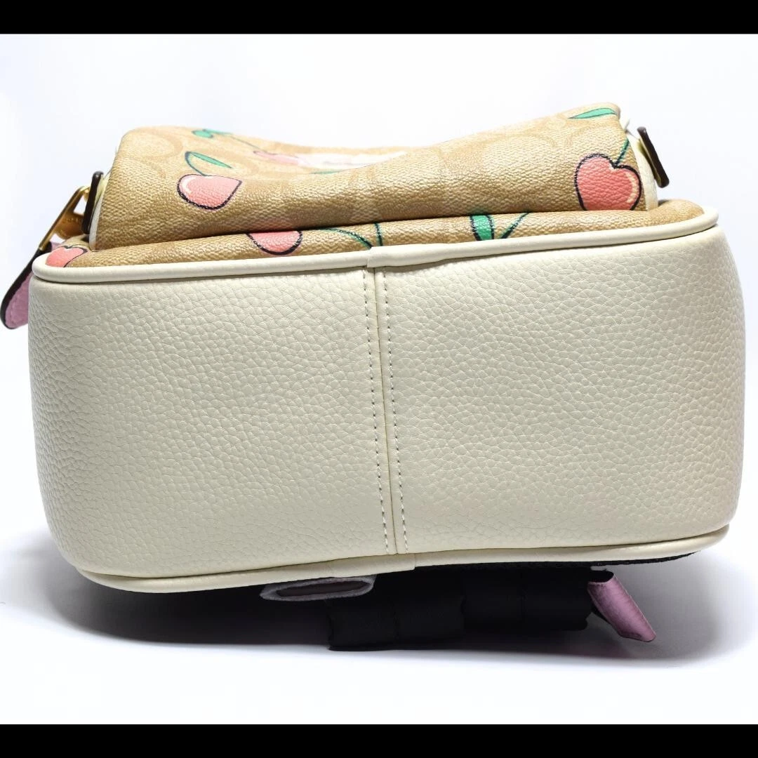 Zaino Coach Mini Corte Firmato Tela Cuore Stampa Ciliegia
