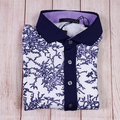 NEW Greyson Golf Dragon Fly Garden Polo Shirt Artic Size M