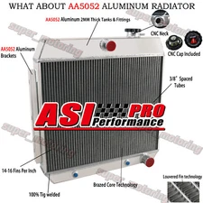 4-ROW ALUMINUM RADIATOR FITS 1955 1956 1957 CHEVROLET BEL AIR NOMAD DEL RAY V8