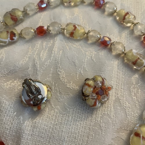 Collana e Orecchini Vintage Arancione Made In Japan - Foto 4 di 7