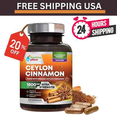 Organic Ceylon Cinnamon Supplement 1800mg Certified Organic Ceylon Cinnamon Pill